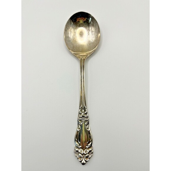Vintage Reed & Barton FESTIVITY Tiger Lily Silverplate Round Soup Gumbo Spoon - Picture 1 of 4